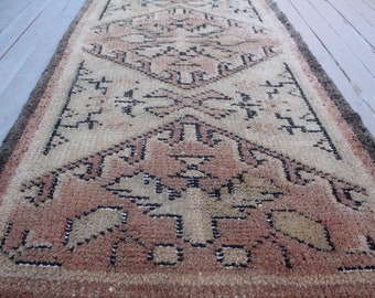 2'9"x9'5" RUNNER, Vintage Handwoven Turkish Wool Ru Runner,Ethnic Hallway Carpet,Bohemian Rug Runner