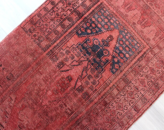 3'5"x6'8" ft, Vintage Pinkish Red Rug, Vintage Yagcibedir Rug, Over Dyed Area Rug ,Handwoven Rug, Ethnic Turkish Rug, Bohemian Rug / B-1271