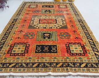6'3"x9'2" ft  Large Area Rug, Vintage Caucassion Rug, Vintage Area Rug, Vintage Ethnic Rug, Handwoven Wool Rug, Traditional Rug