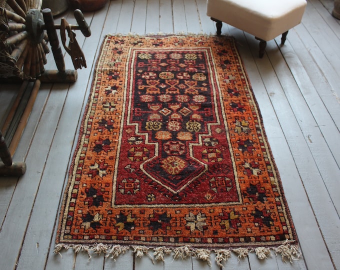 Antique Small Turkish Rug, 2'7"x4'7" ,  Vintage  Small Rug, Ethnic Anatolian Rug, Bohemian rug,