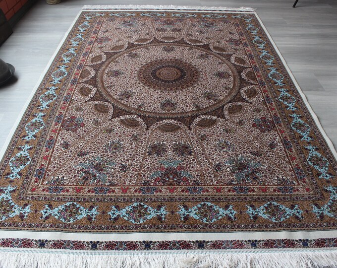 Silk Area Rug, 4'9''x7'4'' Silk Rug, Classic Medallion Silk Rug , Mute Silk Rug /  B-1814 / 150x226 cm / 5'x7'