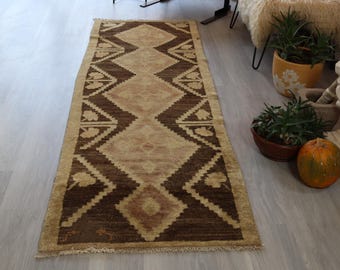 TULU Runner, Natural Wool Runner Rug , Piled Wool Runner / B-1894 / 2'7''x8'2''