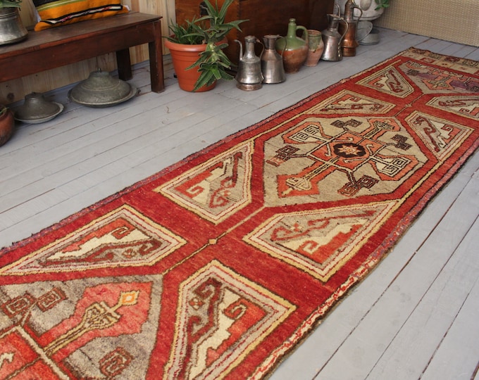 Vintage RUNNER ,Handwoven Turkish Wool Runner Rug,Hallway Carpet runner