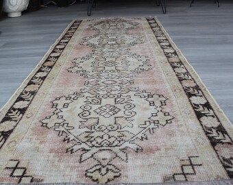2'7"x7'3" ft  Vintage Rug Runner, Pale Coloured Runner, Beige Rug Runner, Oushak Rug Runner, Beige  Oushak Runner