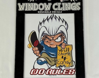 2004 No Rules Window Cling - Skater Kalan Car Decal - 2000s Y2K 90s - Bumper Stickers - Static Truck Cars SUV Mini Van Skateboard Skating