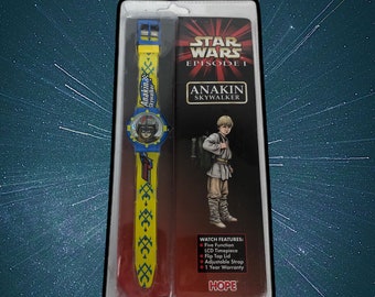 1999 Star Wars orologi da polso / vintage anni '90 / Memorabilia da collezione / Dark Vader Darth Mal / Luke Skywalker Light saber Jar Jar Binks orologio
