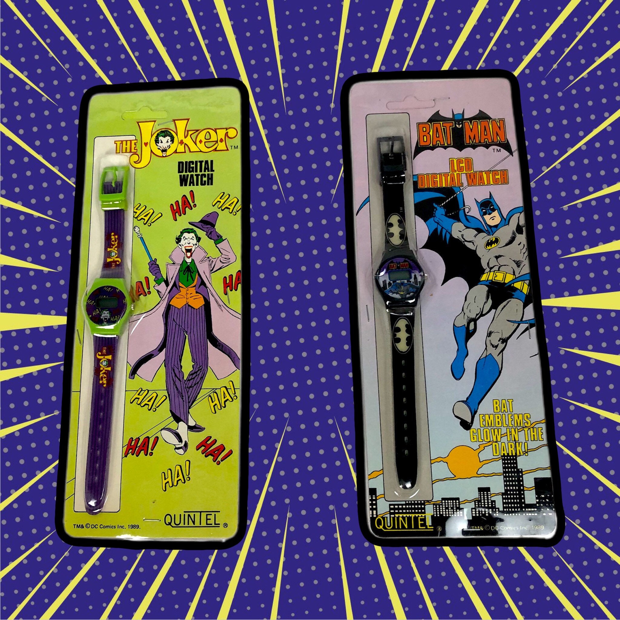 1989 Batman & Joker Watches 90s Toy / 1990s - Collectible Kids 
