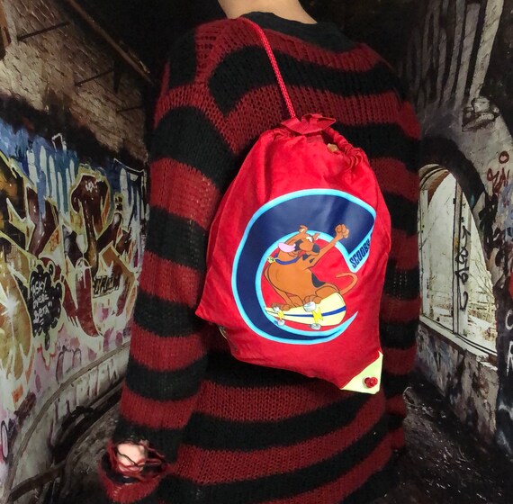 2000s Red Scooby-Doo Drawstring Backpack Back pac… - image 1
