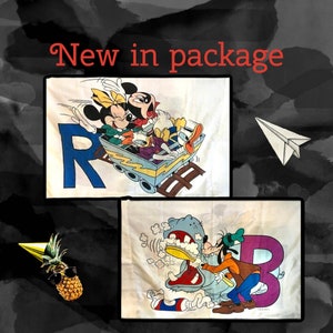 Vintage Disney Mickey Mouse Pillow Cases Lancaster / 80s - 90s sheets / Minnie Mouse / NIB NIP NEW / Cotton / Walt / Goofy / Standard