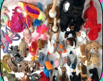 Animal Beanie Babies / Baby Bundle Lot / 80s - 90s Collectible Stuffed Animals / Vintage TY Gift Present Party Rare friends Buddies Birthday