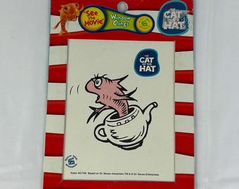 2003 Cat in the Hat Fish Window Cling - Dr Suess Car Decal - 2000s Y2K 90s - Bumper Sticker - Static Truck Cars SUV Mini Van Dr.Suess