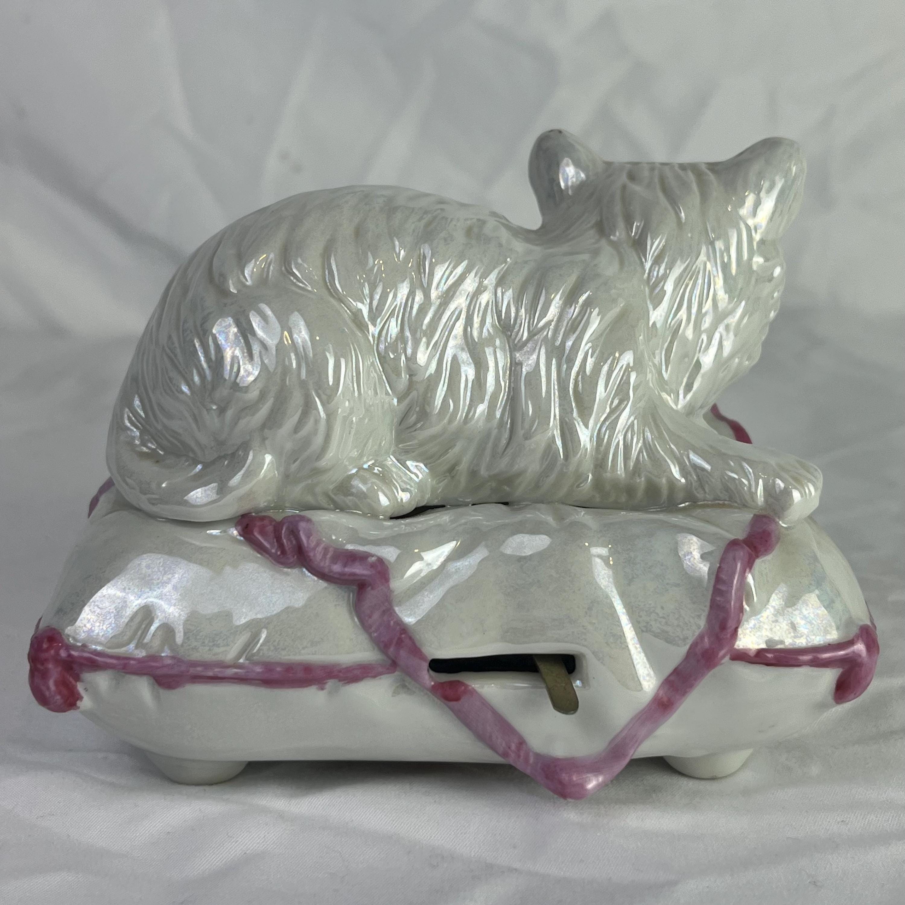 ヴィンテージ 1984 オルゴール - 猫の置物 - 1980 - 80年代の陶器