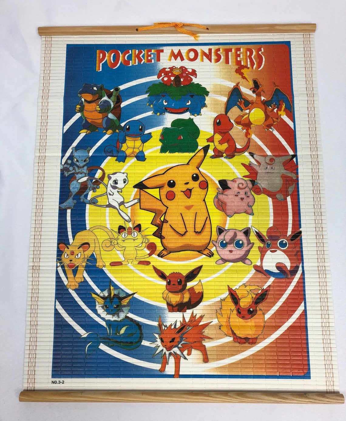 Bamboo Pokemon Wall Scroll / Decor Vintage 90s toy / Vintage Etsy