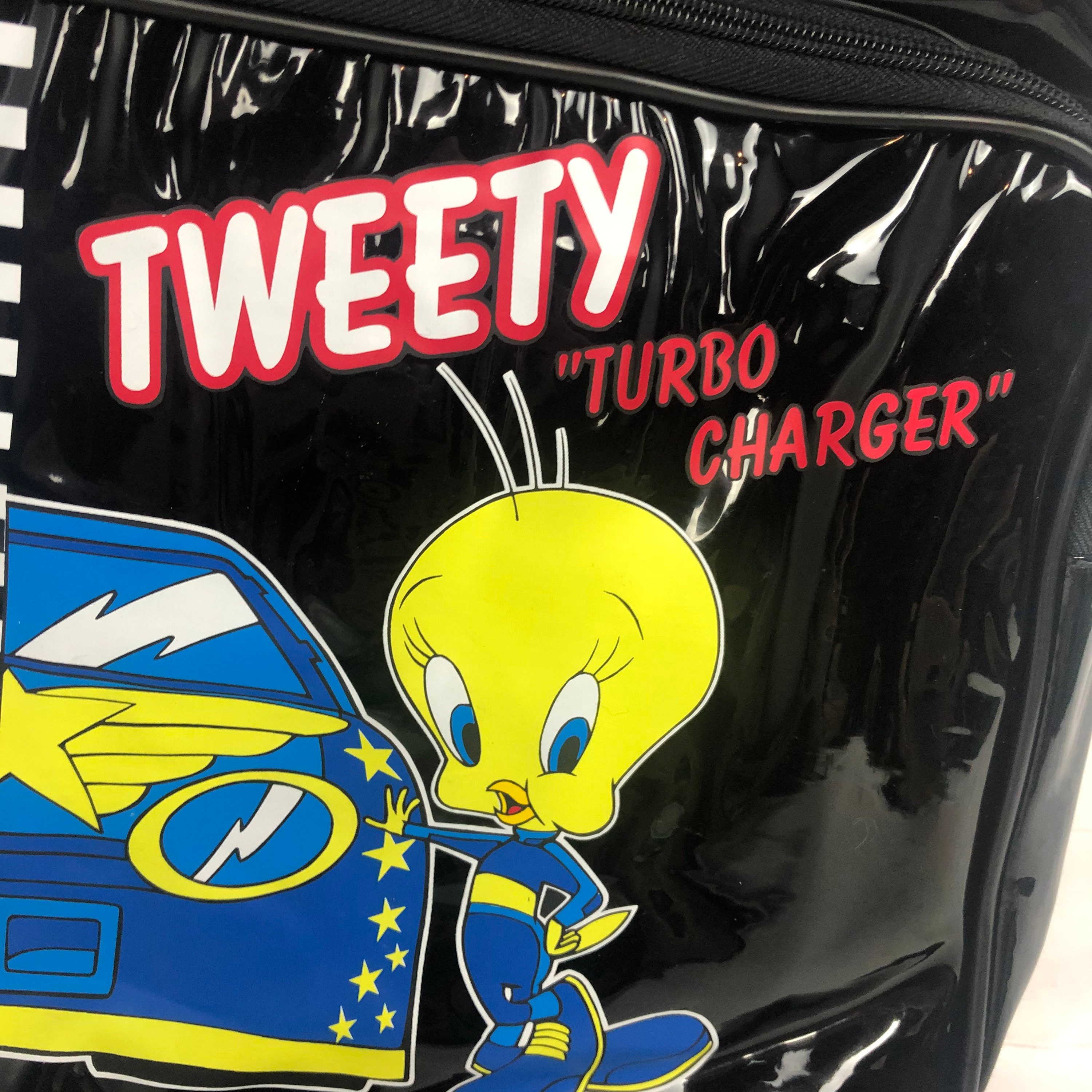 2000s Black Looney Tunes Tweety Bird Backpack / Plastic Vinyl