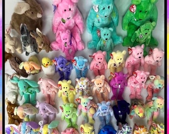 Spring Beanie Babies Bundle Lot Easter Summer Pastel Mothers Day Collectible Baby 80s 90s Vintage TY Stuffed Gift kawaii Rare Bunny’s