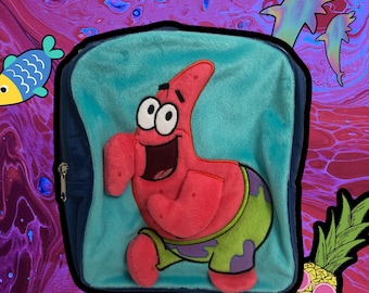 Fuzzy Patrick Star Backpack / Viacom / Nickelodeon / Sponge bob Squarepants  Cartoon Network mini bag / Sandy Cheeks 2000s 90s 00s spongebob