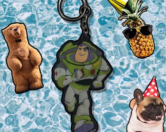 Buzz lightyear Keychain / Viacom / Collectible Key chain / Disney Pixar / Kids Party Favor /  2011 / Toy Story 1 2 3 4  Birthday / Key-Chain