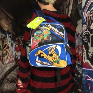 2000s Blue Scooby-Doo Backpack NASCAR Racing Back pack mini bag 90s Toons Vintage Cartoon Network Mystery Machine kids back pack scooby Doo
