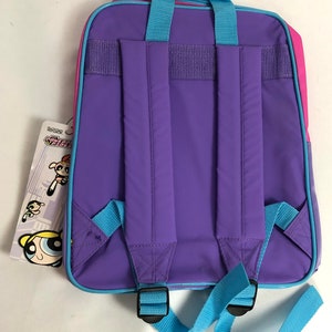 2000s Purple Powerpuff girls Mini Backpack / Powerpuff back pack / Vintage Cartoon Network Vinyl bag / 90s 1990s 2000 school bag festival CN image 3