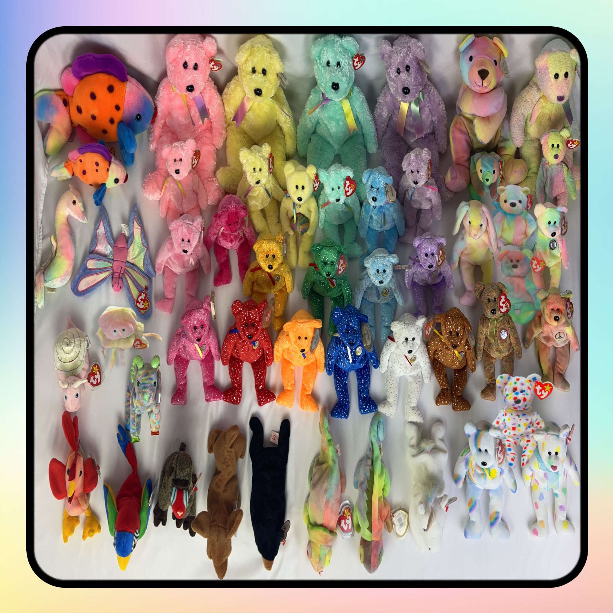 Tie Dye Rainbow Beanie Babies Lot / Collectible Baby 80s 90s - Etsy Tie Dye Rainbow Beanie Babies Lot / Collectible Baby 80s 90s - Etsy