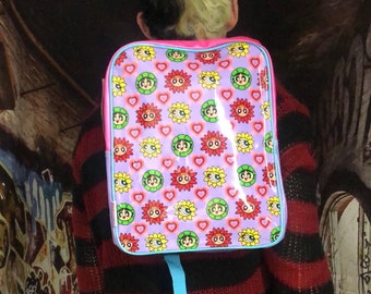 2000s Purple Powerpuff girls Mini Backpack / Powerpuff back pack / Vintage Cartoon Network Vinyl bag / 90s 1990s 2000 school bag festival CN