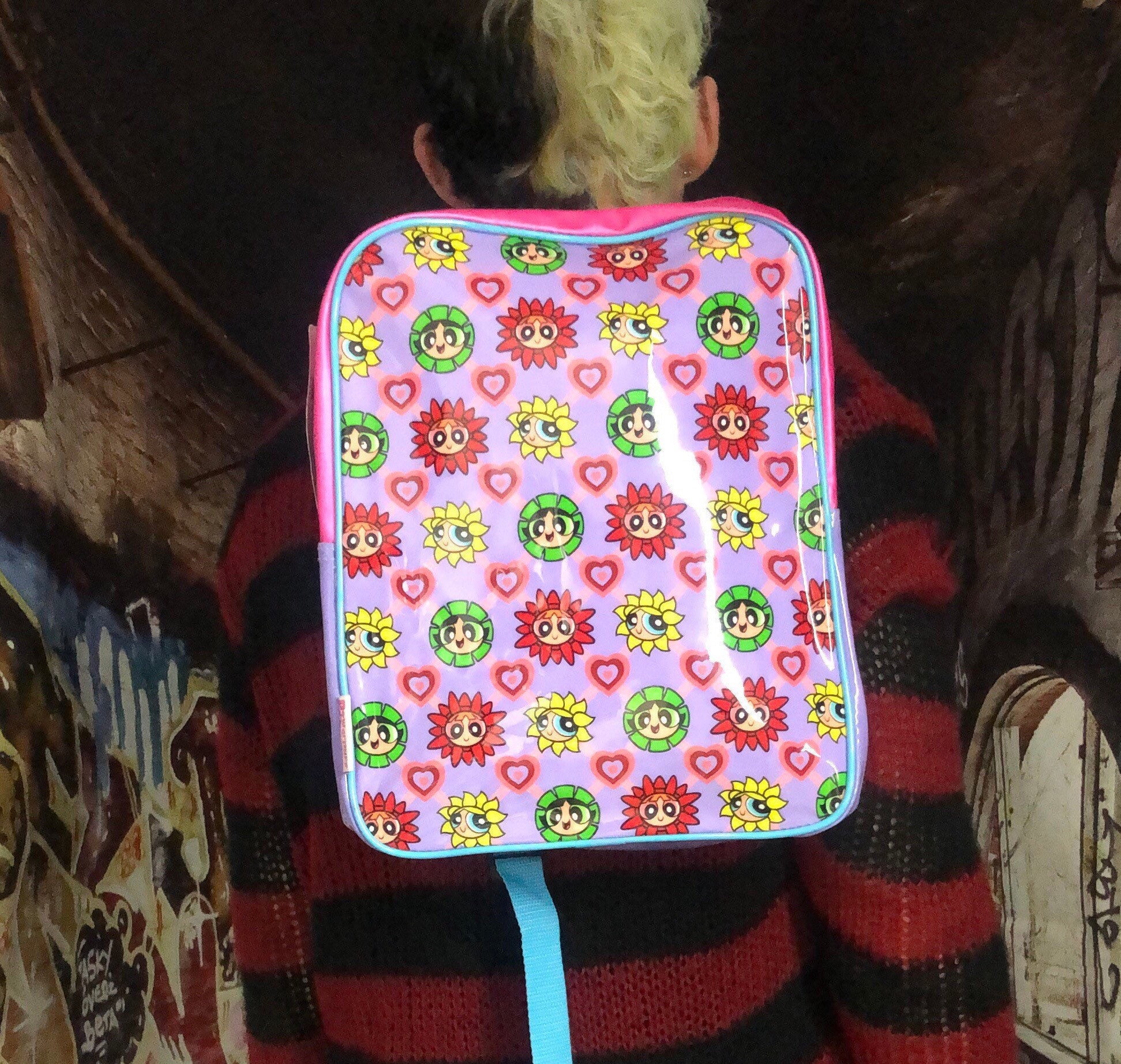 Vintage Y2K Powerpuff Girls Backpack Vintage Powerpuff Girls Denim Backpack Carry Day Bag  main image 3