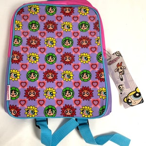 2000s Purple Powerpuff girls Mini Backpack / Powerpuff back pack / Vintage Cartoon Network Vinyl bag / 90s 1990s 2000 school bag festival CN Purple Designer Bag
