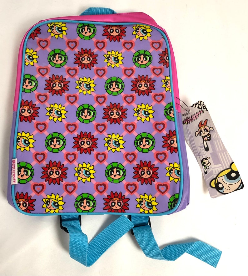 2000s Purple Powerpuff girls Mini Backpack / Powerpuff back pack / Vintage Cartoon Network Vinyl bag / 90s 1990s 2000 school bag festival CN Purple Designer Bag