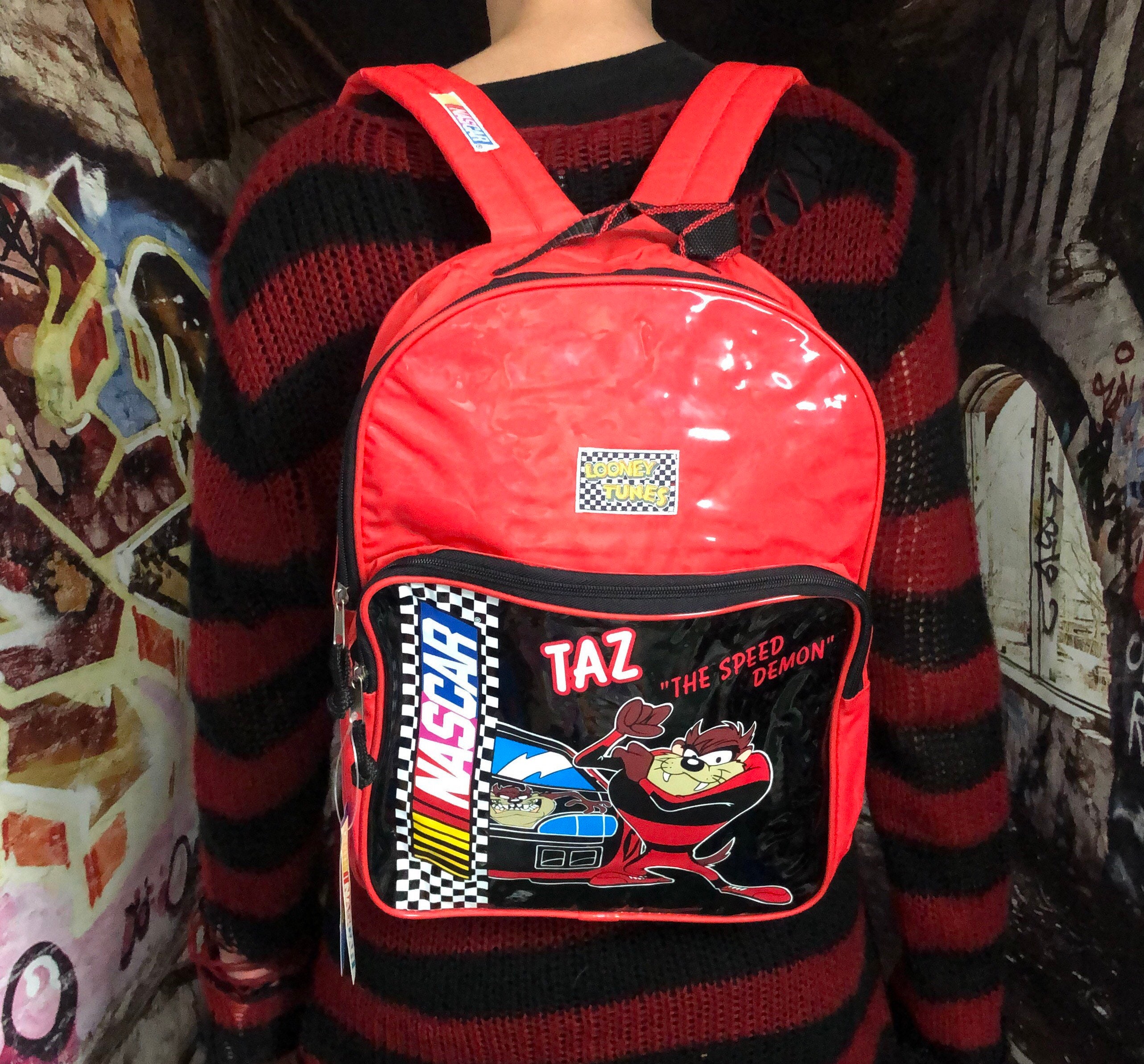 Y2K Red Looney Tunes Tasmanian Devil Backpack / Plastic