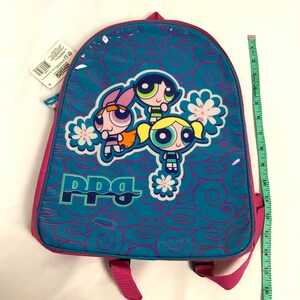 2000s Purple Powerpuff girls Mini Backpack / Powerpuff back pack / Vintage Cartoon Network Vinyl bag / 90s 1990s 2000 school bag festival CN Blue PBG Bag