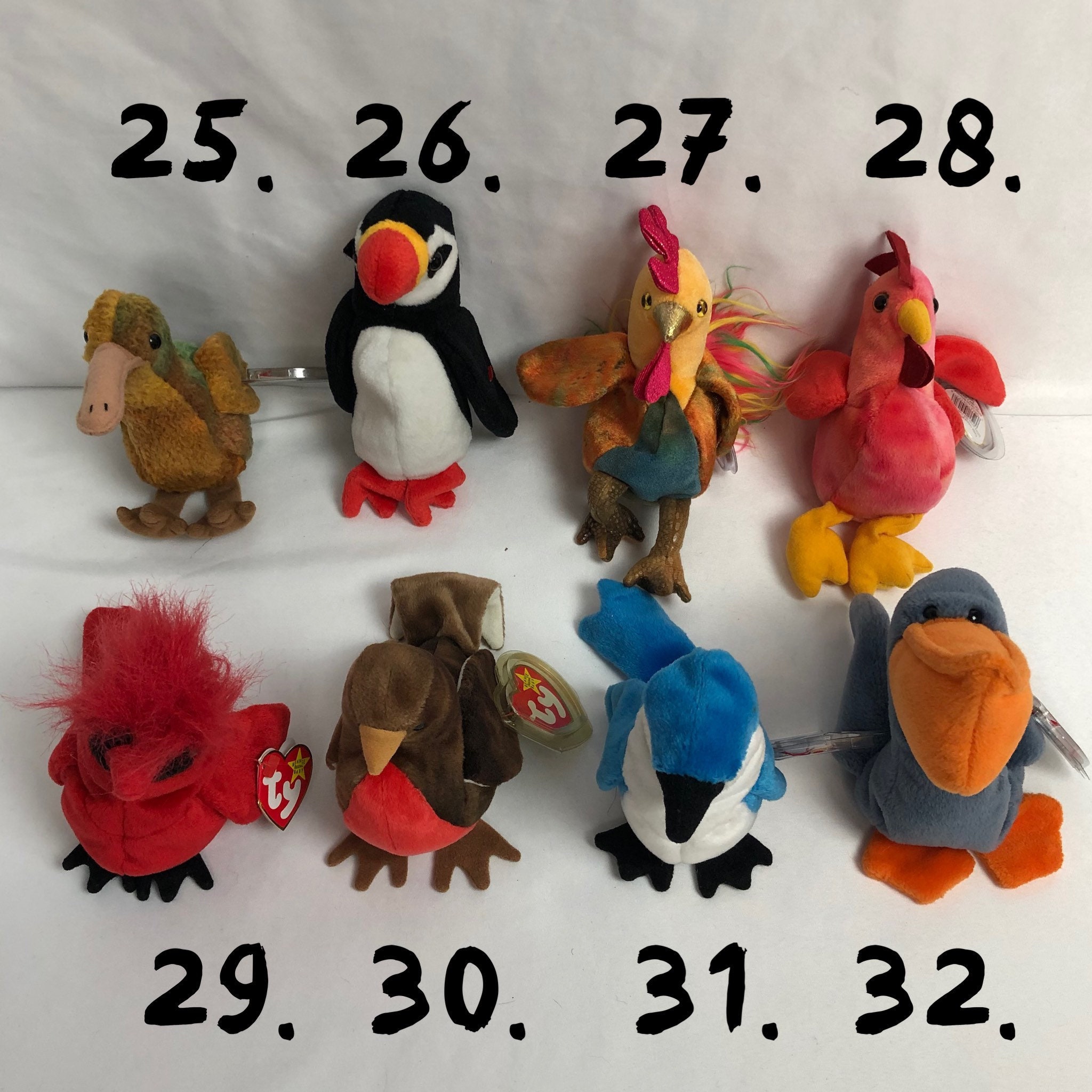 Ty Beanie Babies 鳥類ぬいぐるみセット TY Beanie Babies - 8pcs Stuffed Birds (Puffer, Quackers