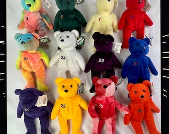 Bamm Beanos Bundle Lot / Salvinos Bammers Sports Baseball Christmas Dad Gift / beanie bears 80s - 90s Stuffed Animals TY Vintage Fathers Day