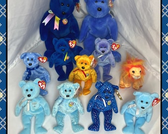 Hanukkah Beanie Babies Bundle Lot / Menorah Dreidel / Collectible Baby / 80s - 90s / Stuffed Animals / TY Vintage PE Chanuka Jewish David