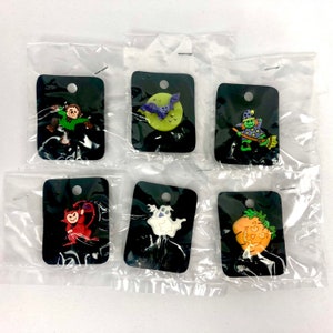 New Vintage Halloween Pins / Rubber  / Witch Werewolf Ghost Pumpkin Devil Bat / Goth Punk Tac Pin / 90s Accessories Button Gothic / 1990s