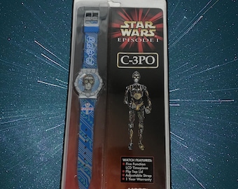 1999 Star Wars orologi da polso / vintage anni '90 / Memorabilia da collezione / Dark Vader Darth Mal / Luke Skywalker Light saber Jar Jar Binks orologio