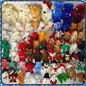 Christmas & Winter Beanie Babies Bundle Lot / Holiday Seasons / Collectible Baby / 80s - 90s / Stuffed Animals / TY Vintage PE Fall Angel