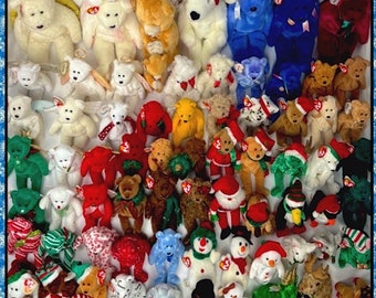 Christmas & Winter Beanie Babies Bundle Lot / Holiday Seasons / Collectible Baby / 80s - 90s / Stuffed Animals / TY Vintage PE Fall Angel