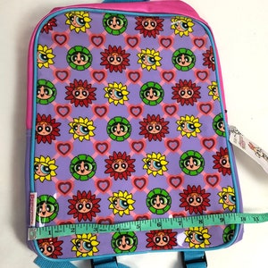 2000s Purple Powerpuff girls Mini Backpack / Powerpuff back pack / Vintage Cartoon Network Vinyl bag / 90s 1990s 2000 school bag festival CN image 6