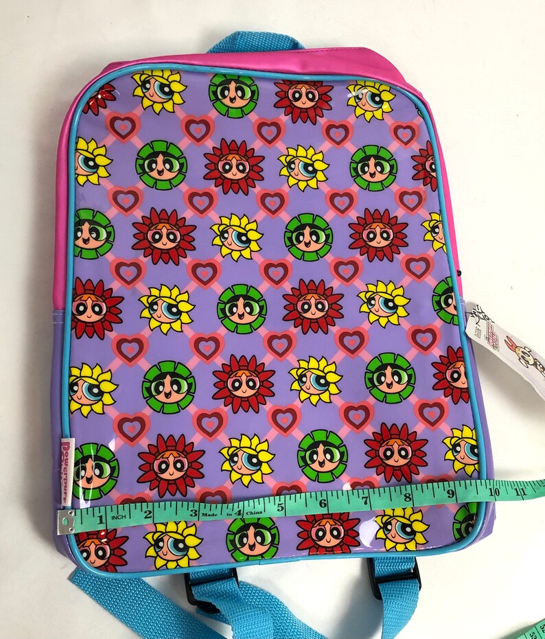 2000s Purple Powerpuff girls Mini Backpack / Powerpuff back pack / Vintage Cartoon Network Vinyl bag / 90s 1990s 2000 school bag festival CN image 6
