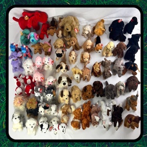Dogs Beanie Babies / Dog Baby Bundle Lot / 80s - 90s Collectible Stuffed Animals / Vintage TY Gift Present Party Rare Buddies Birthday Zoo