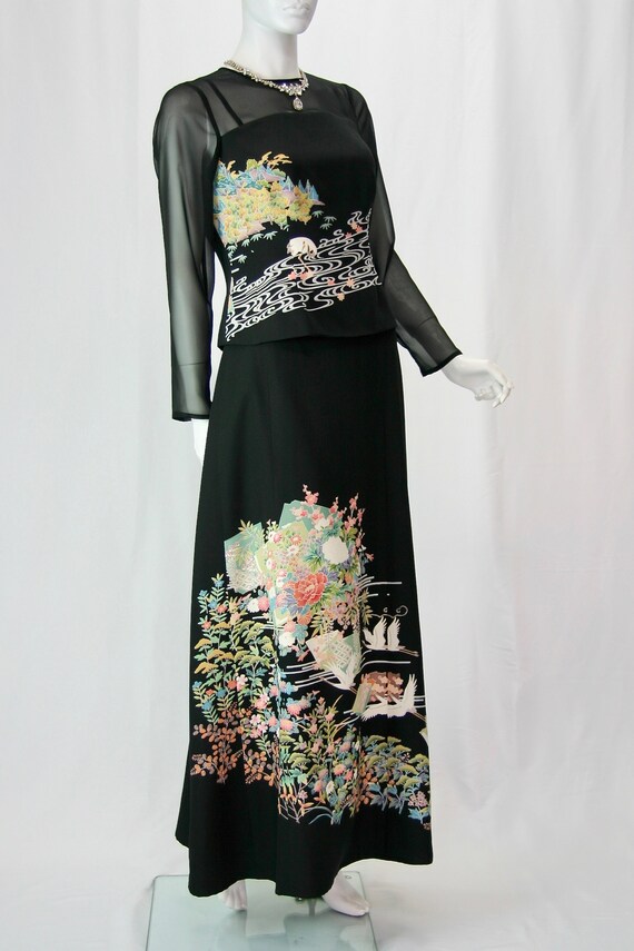 Kimono Dress for Parties. Top and skirt. Kimono dress, Japanese dress, formal Dress using tomesode for wedding attendance and parties (15-02214)