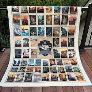 Handmade Quilt, Lap Quilt (53.5 x 70.5 inches), National Parks Wilderness Wonders Panel by Riley Blake, Minky