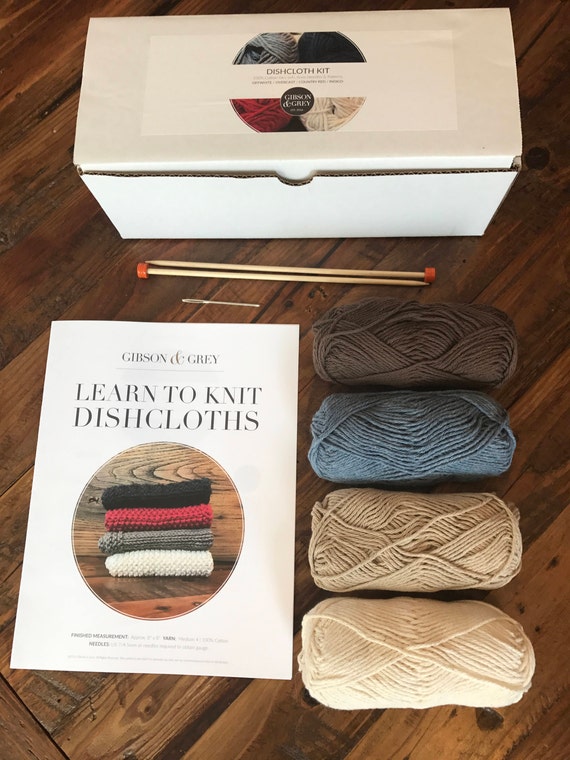 Learn to Knit Dishcloth Kits - 2 Colour Choices