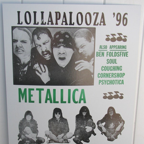 Vintage Lollapalooza 1996 Concert Poster Ramones Metallica  14x22