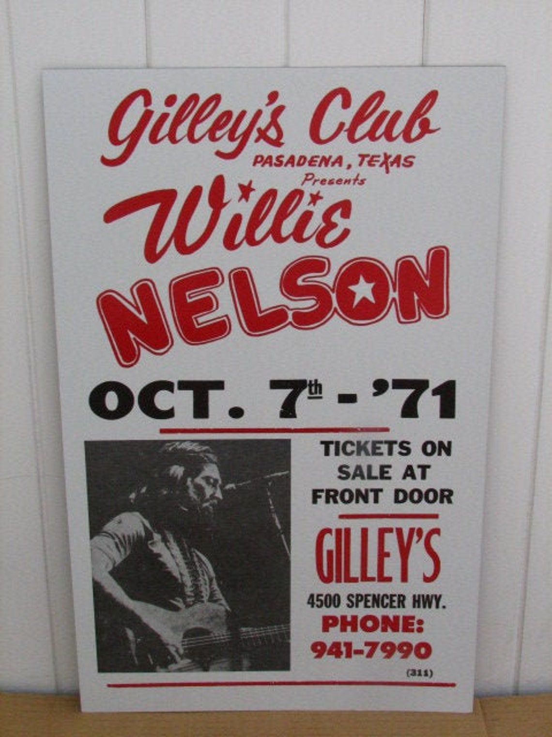 Vintage Willie Nelson Concert Poster 1971 Tour Pasadena Etsy