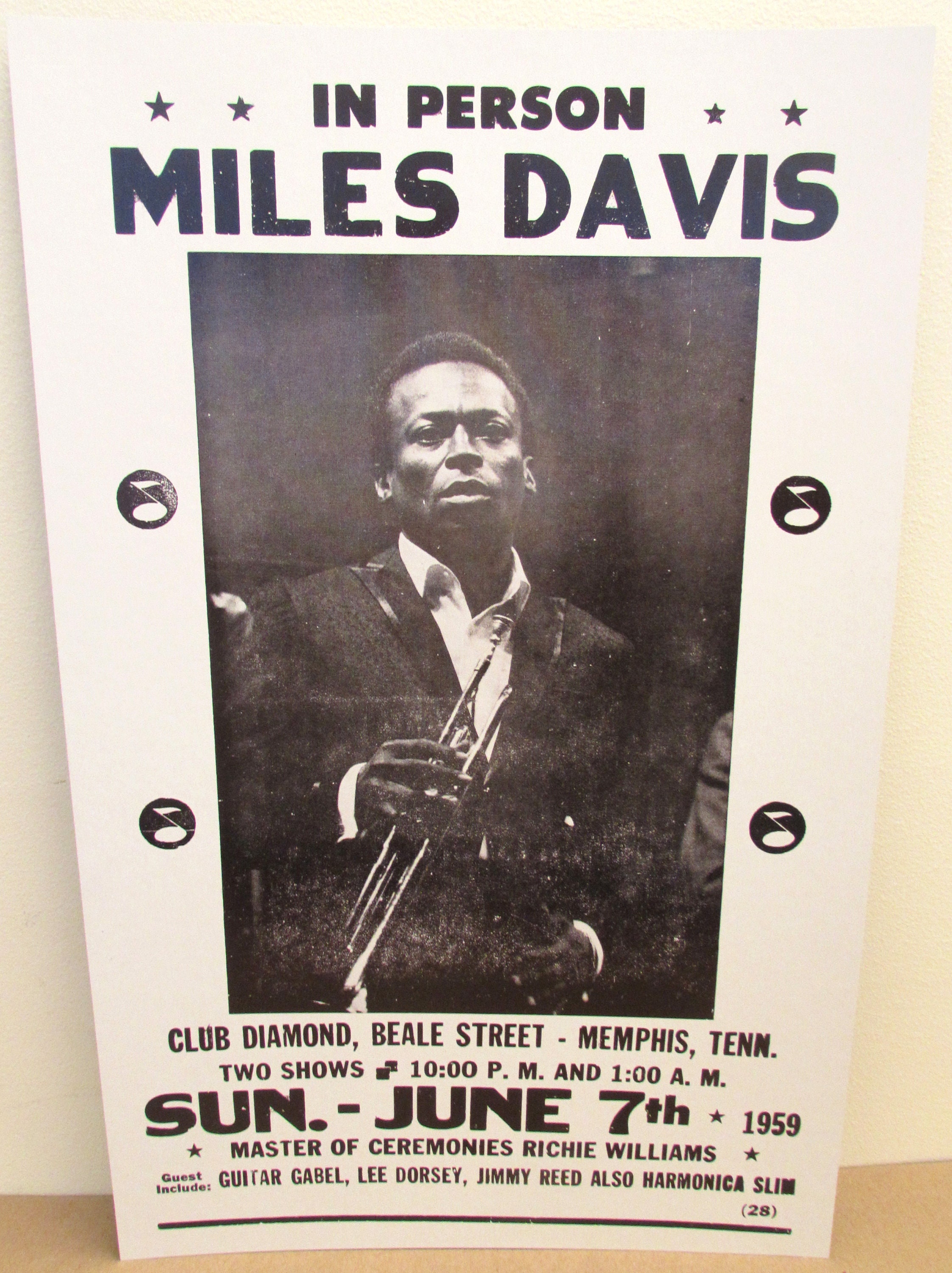 Vintage Miles Davis Poster Jazz Memphis Tenn 1959 Miles Davis Jazz