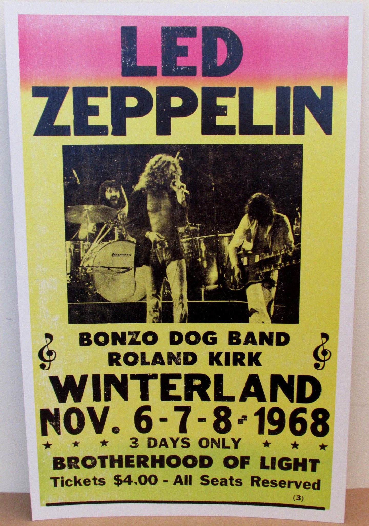 Led Zeppelin Poster 1968 Winterland Etsy