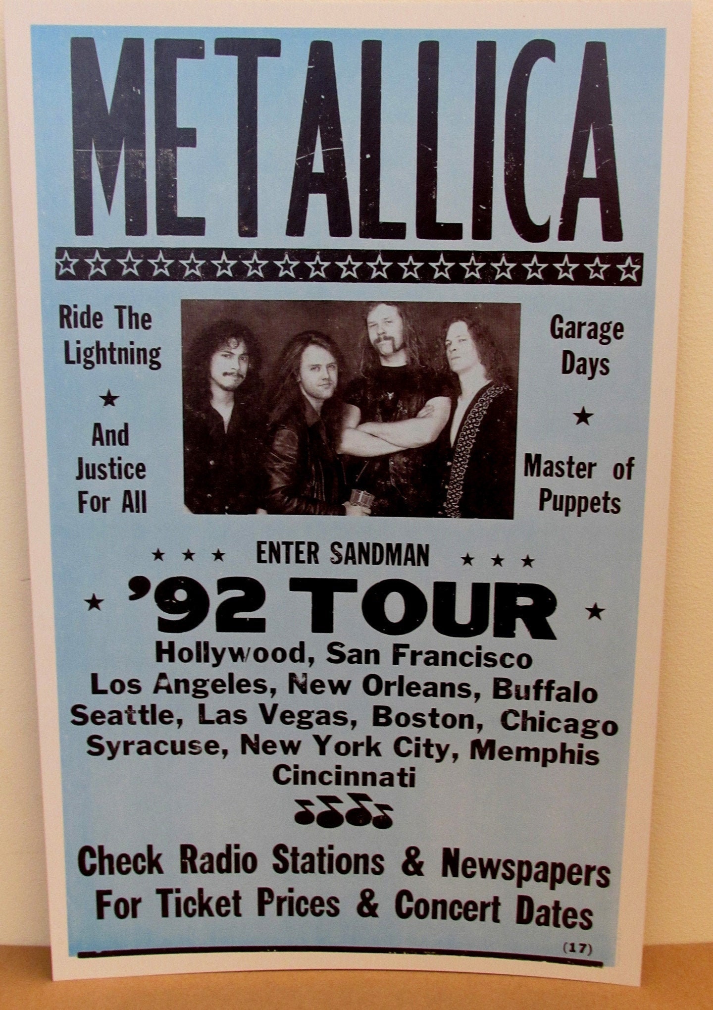 Vintage Metallica Concert Tour Poster 1992 Etsy