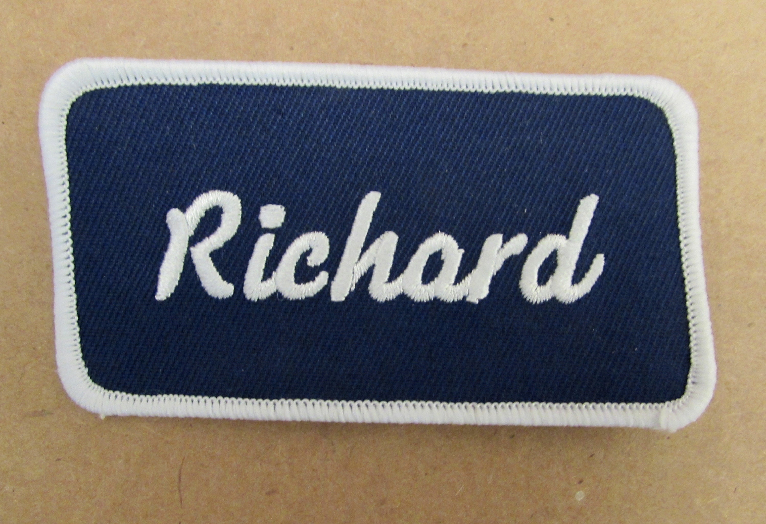 Blue Name Patch, Vintage Embroidered Clothing Patch, Mechanic