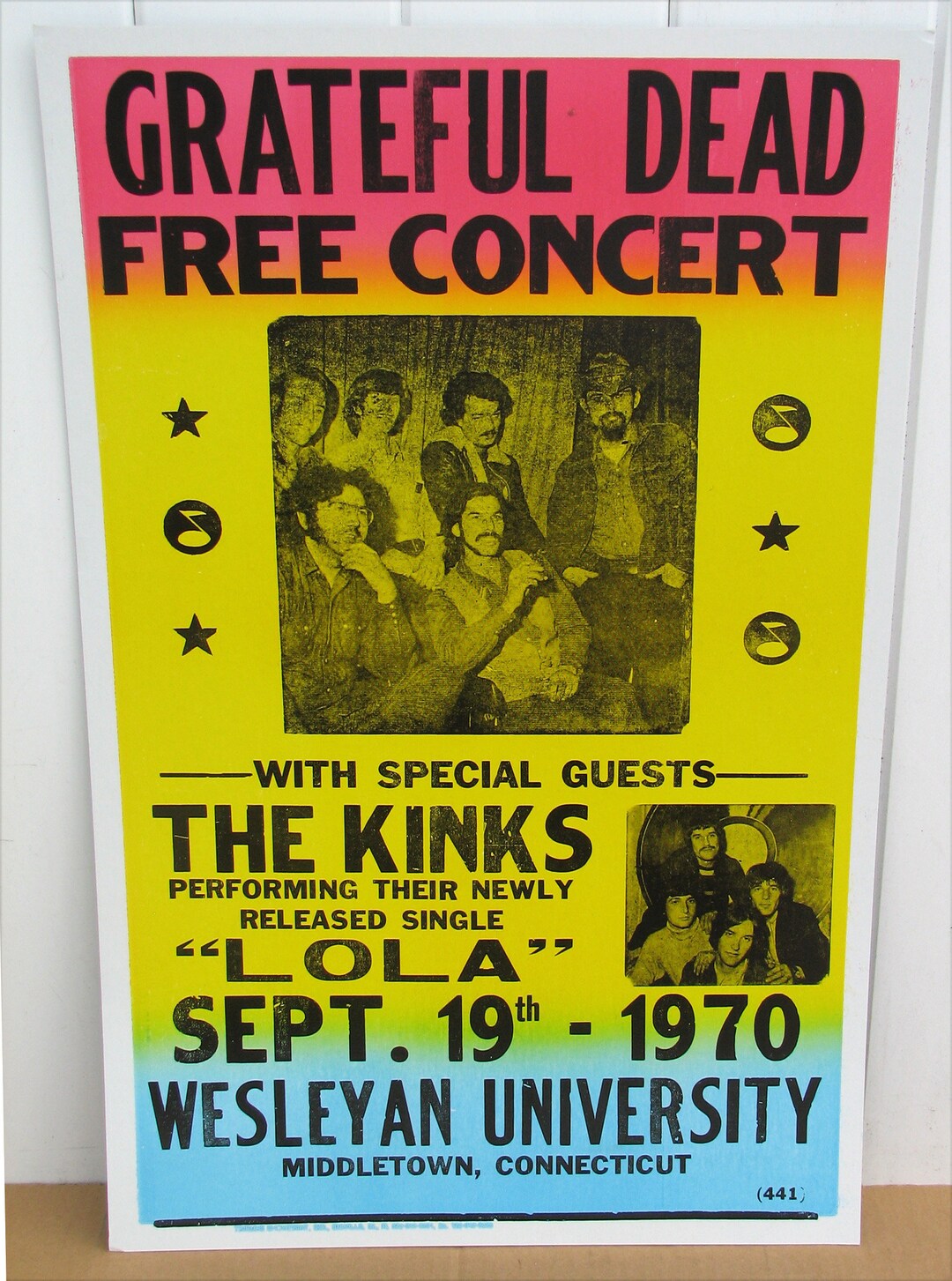 Grateful Dead Concert Poster 1970 Middletown, CT Wesleyan College Kinks 14x22 Etsy
